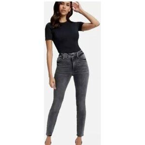 Good American Good Waist Cropped Size 10/30 Washed Black GWCJS257BT NWT $149 Jea